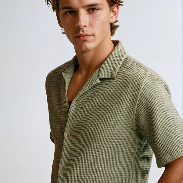 VM – Olijfgroen Wafel Shirt