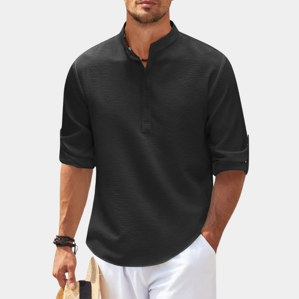 VM - Heren Slim Fit Overhemd Korte Mouw van Ademend Katoen