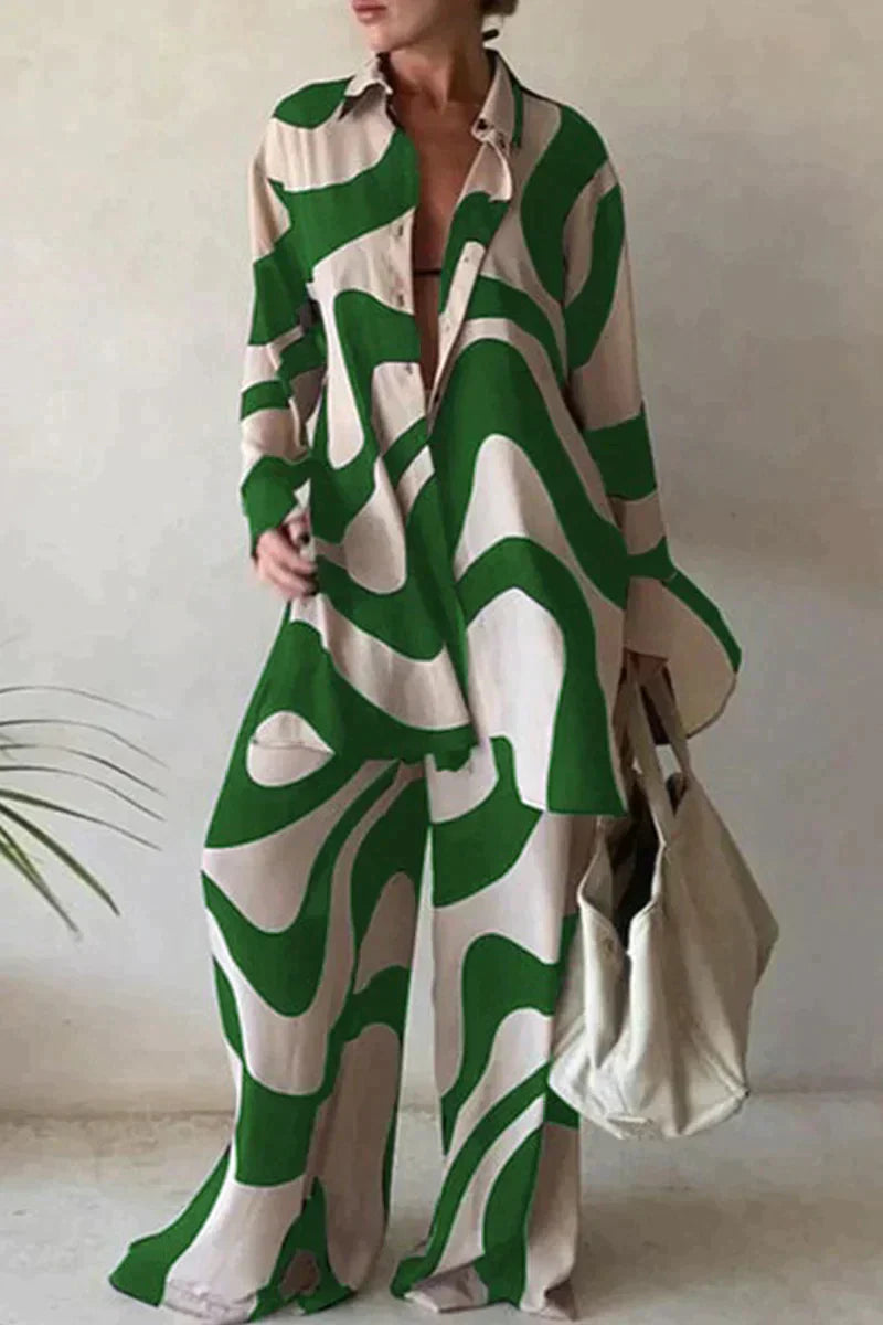 VM – Dames Tweedelige Set met Abstracte Print