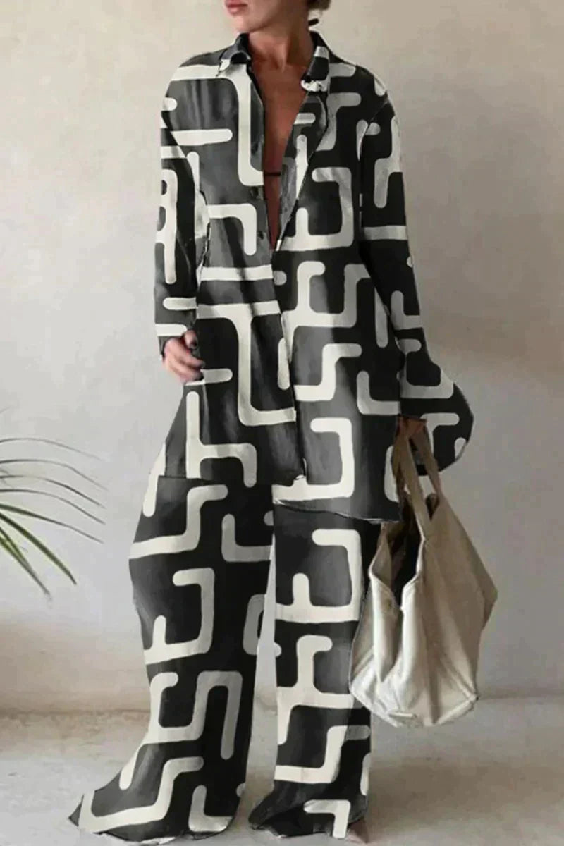 VM – Dames Tweedelige Set met Abstracte Print