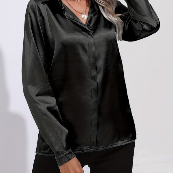 VM – Satijnen damesblouse met relaxte pasvorm en subtiele glans