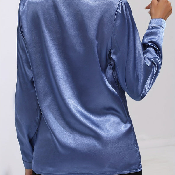 VM – Satijnen damesblouse met relaxte pasvorm en subtiele glans