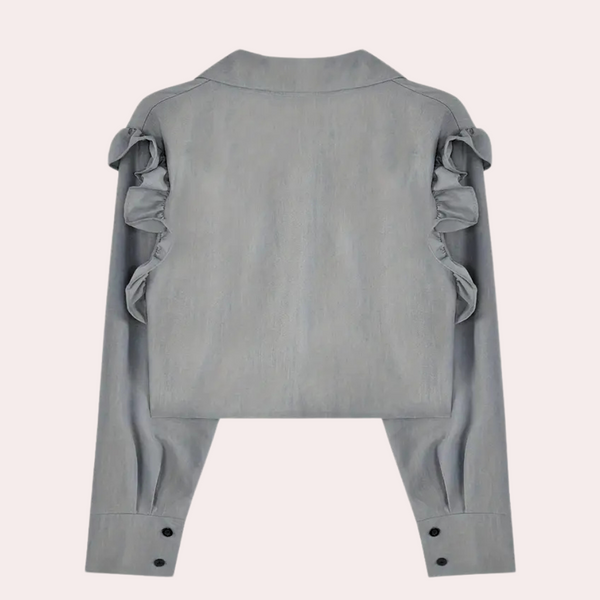 VM – Trendy Top met Plooien voor Dames – Grijs