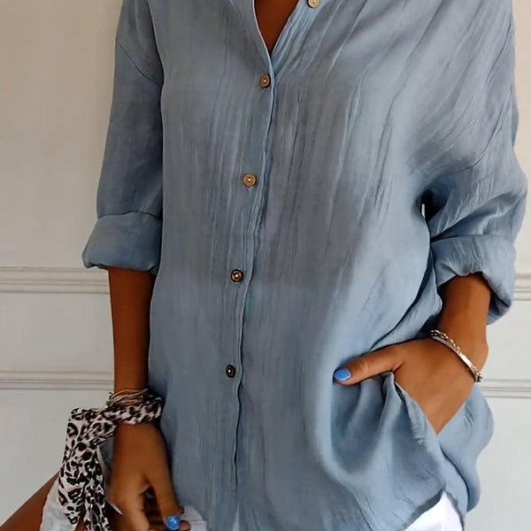 VM – Elegant dames shirt met plooidetail en vloeiende pasvorm