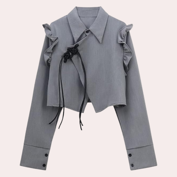 VM – Trendy Top met Plooien voor Dames – Grijs