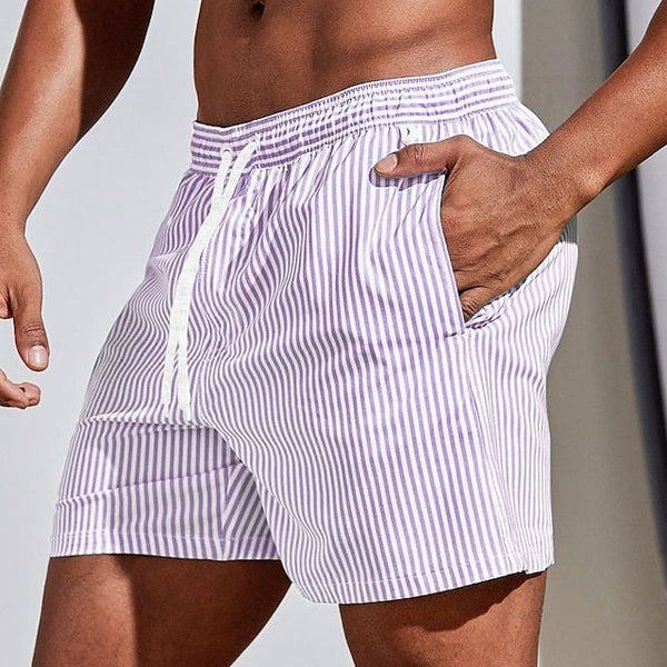 VM – Gestreepte heren zwemshorts met elastische tailleband