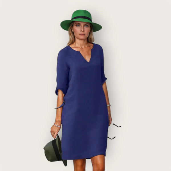 VM – Elegante Jurk met V-Hals en Soepel Silhouet – Dames