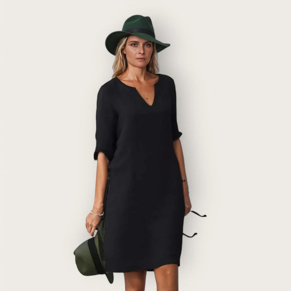 VM – Elegante Jurk met V-Hals en Soepel Silhouet – Dames