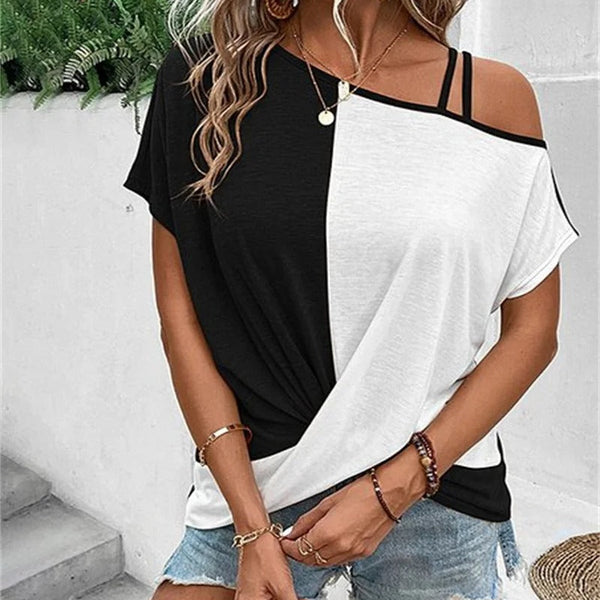 VM – Asymmetrisch Colourblock T-shirt Dames – Comfort & Stijl in één