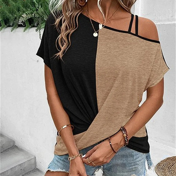 VM – Asymmetrisch Colourblock T-shirt Dames – Comfort & Stijl in één
