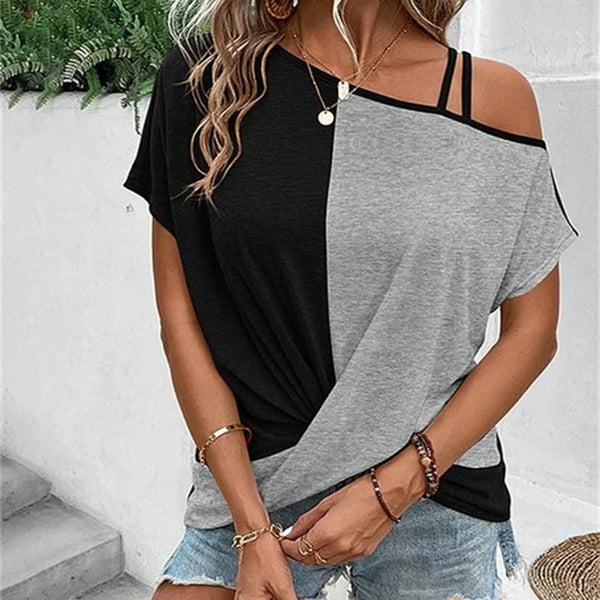 VM – Asymmetrisch Colourblock T-shirt Dames – Comfort & Stijl in één